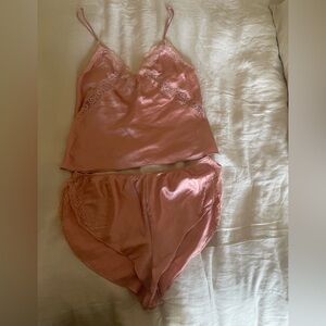 Victoria’s Secret Lace Trim Satin Sleepwear Set